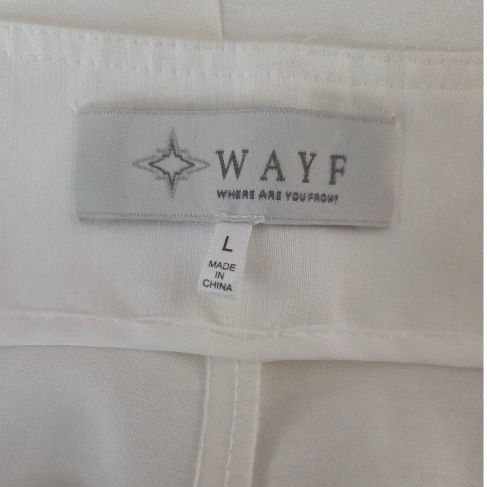 WAYF Ivory White High Waisted Wide Leg Pleated Trousers Pants Large Business - Picture 7 of 7